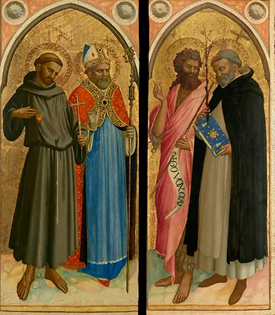 Saint Francis and a Bishop Saint, Saint John the Baptist and Saint Dominic Fra Angelico
